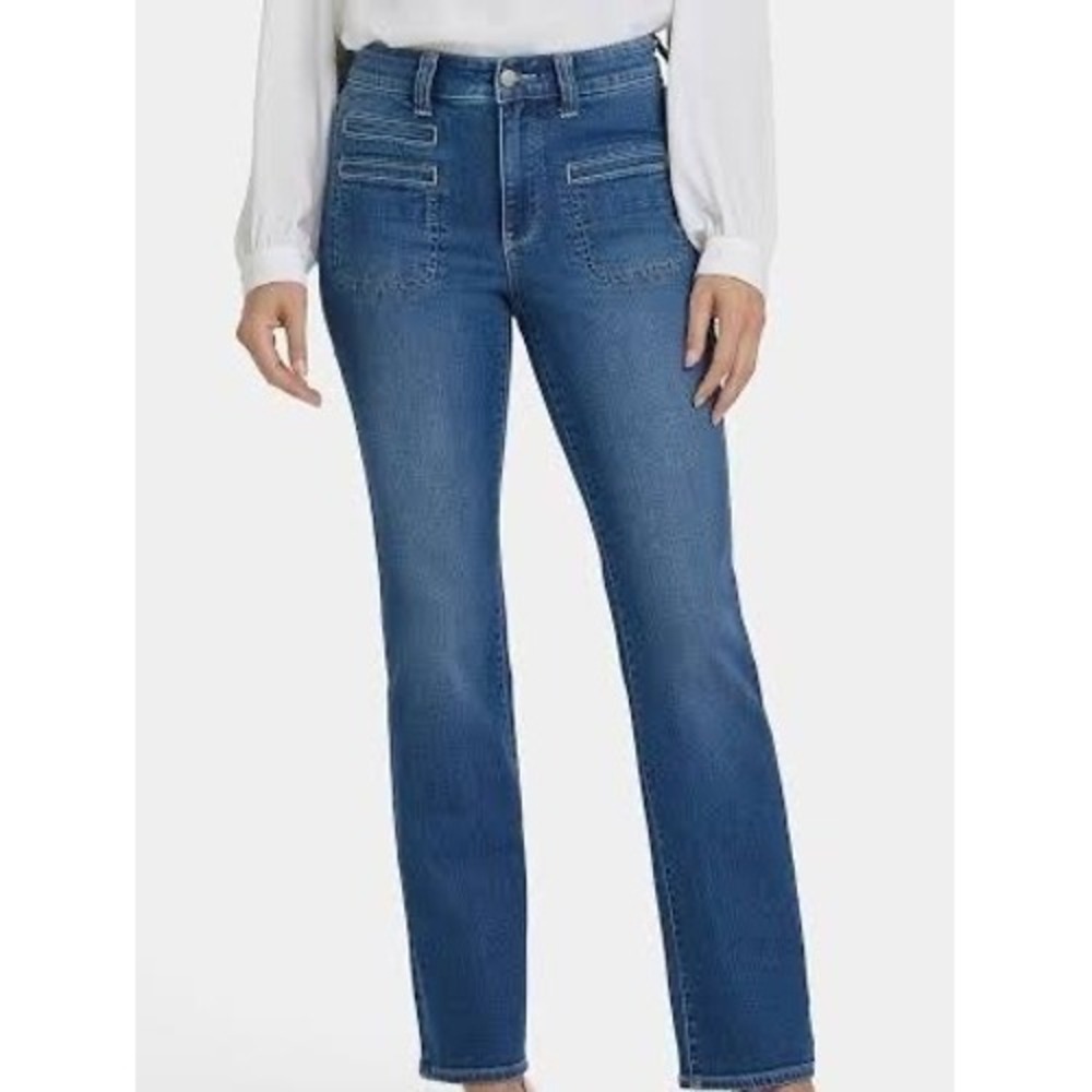 NYDJ Marilyn Straight Utility Pockets Denim Jeans Women's Size 10‎